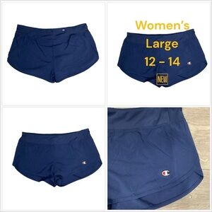 Women’s Champion Large 12 - 14 Shorts Sport Woven Navy Blue Activewear Athletic